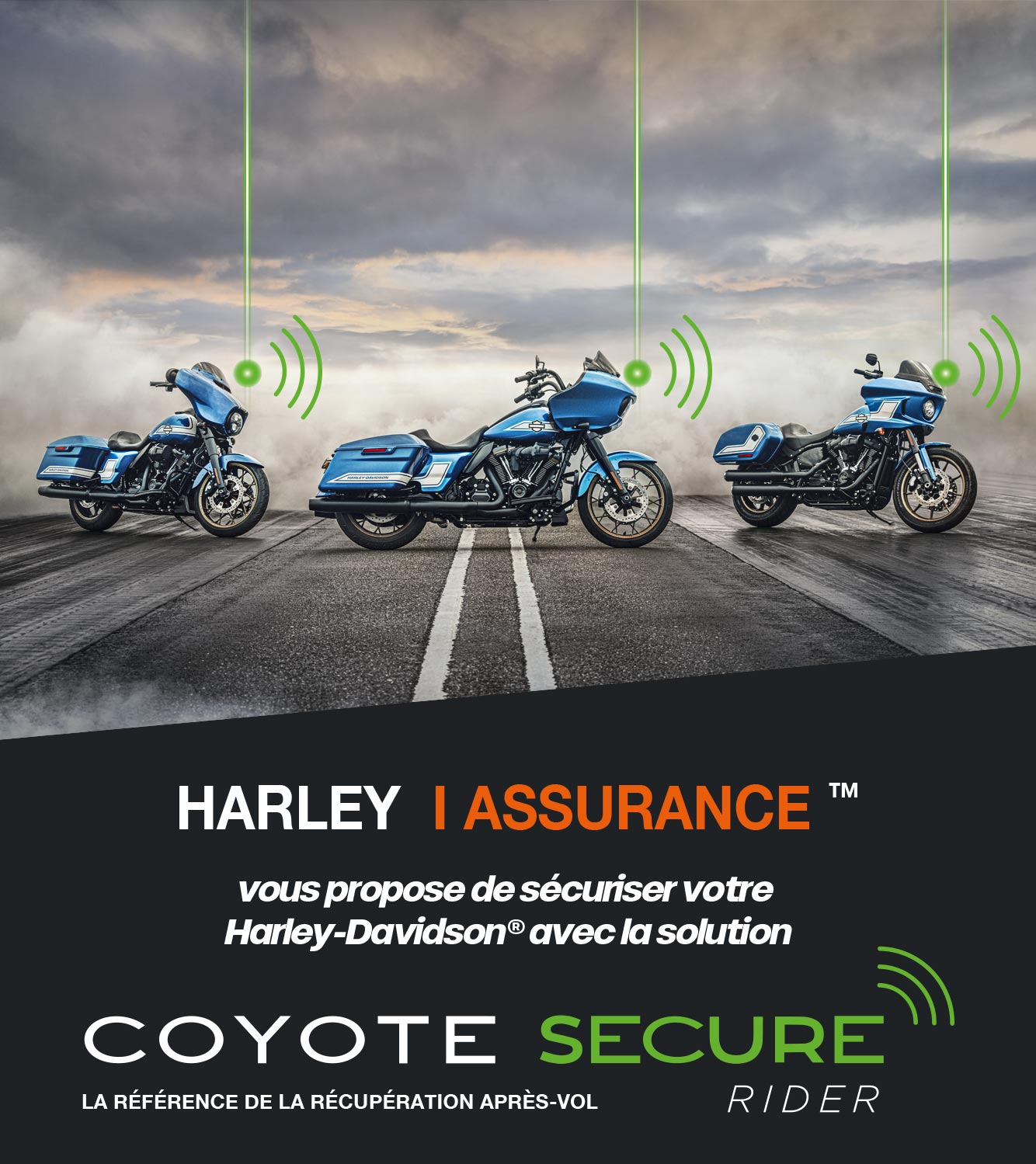 Equipez votre Harley-Davidson® d'un traceur Coyote Secure Rider et bénéficiez d'une remise sur votre cotisation d'assurance.